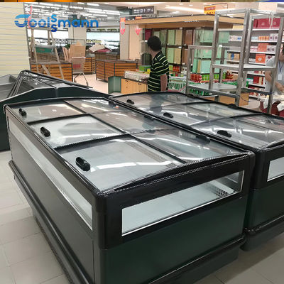 Refrigerador refrigerado congelador horizontal del gabinete de exhibición de la isla del supermercado