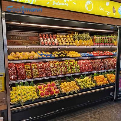 Supermercado Front Display Chiller abierto, gabinete abierto del refrigerador de Multideck de la fruta de la cortina de aire