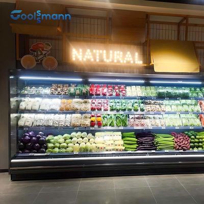Refrigerador abierto del estante ajustable de la cortina de Front Refrigerated Display Case Air de cuatro capas